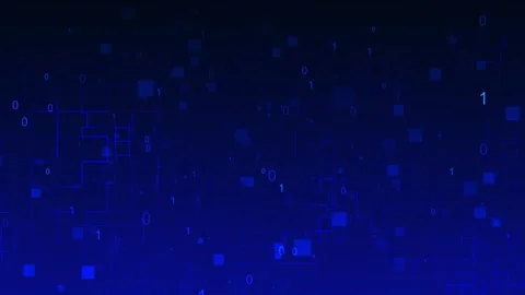 Cubic Blue Grid Geometric Square of digital data nodes and flashing information Stock Footage 295177356