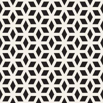 Cubic Grid Tiling Endless Stylish Texture. Vector Seamless Black and White .. Stock Illustration