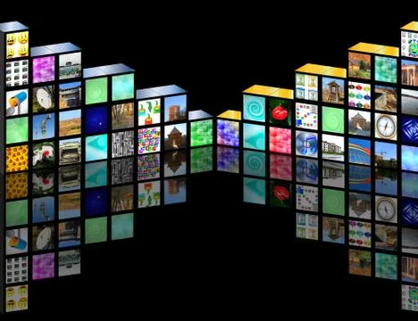 Cubic media Stock-Illustration