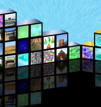 Cubic media Stock-Illustration