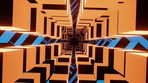 Cubic Orange Tunnel. VJ Loop Stock Footage 165625070