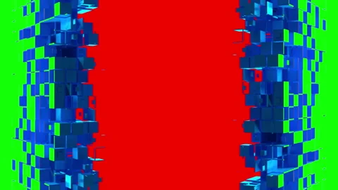 Cubic particles gate with chroma key Stock Footage 178113914