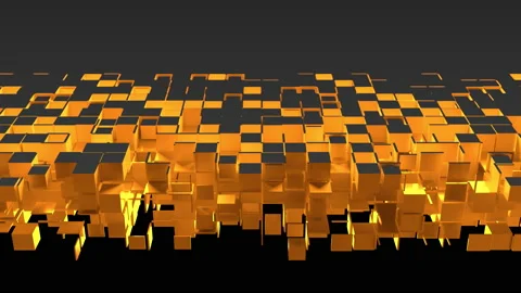 Cubic particles slice the surface Stockbeeldmateriaal 156721001