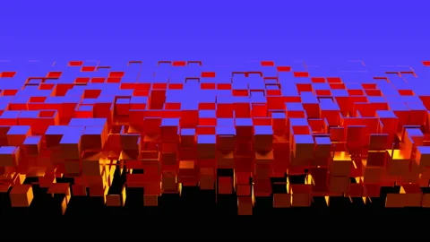 Cubic particles slice the surface Stock Footage 156722584