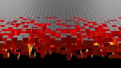 Cubic particles slice the surface Stockbeeldmateriaal 156725551