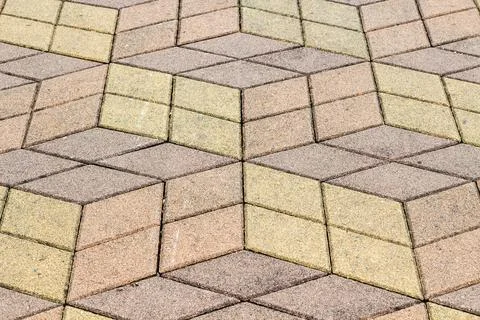 Cubic pattern tiled on street pavement in Batumi Foto stock