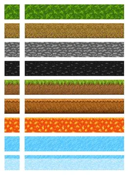 Cubic pixel game level surfaces, 8 bit backgrounds Stock-Illustration