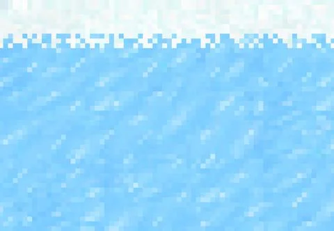 Cubic pixel game snow, ice and water blocks Stock Illustration