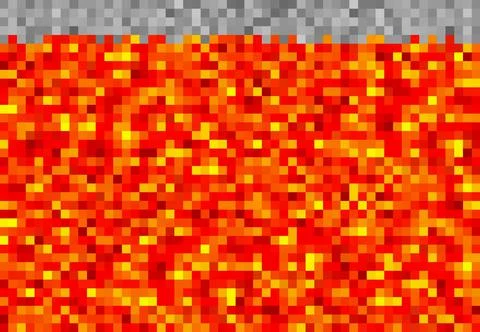 Cubic pixel lava, magma blocks pattern, pixel game Stock Illustration
