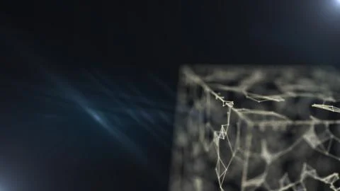 Cubic projector searchlight illuminating rays on black background. Stock Illustration