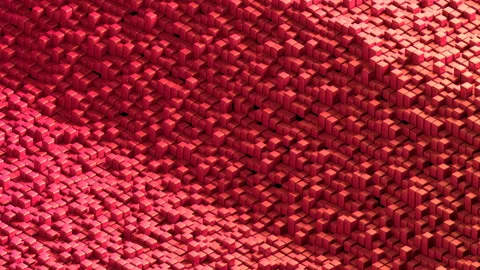 Cubic red purple pixel animated low poly background Stock Footage 110629177