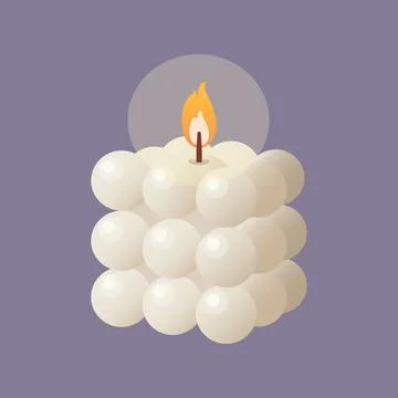 Cubic scented burning bubble candle. Hygge, boho style, creating coziness Stock Illustration