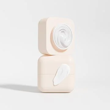Cubic shape cream jar mockup, round cube skincare packaging Stock Illustration