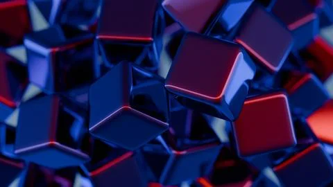 Cubic shapes arranged in a matrix with a 3D twist, forming an abstract and vi イラスト素材