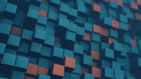 Cubic shapes arranged in a matrix with a 3D twist, forming an abstract and vi イラスト素材