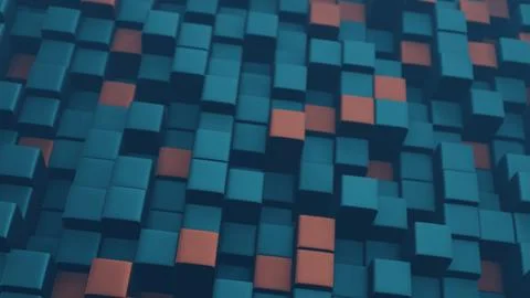 Cubic shapes arranged in a matrix with a 3D twist, forming an abstract and vi イラスト素材