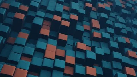 Cubic shapes arranged in a matrix with a 3D twist, forming an abstract and vi イラスト素材