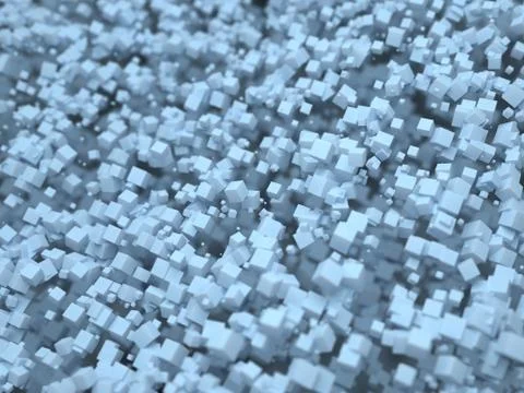 Cubic shapes in virtual reality. Abstract background 3D illustration Stock Illustration