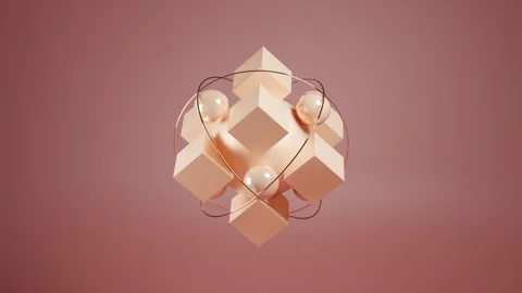 Cubic Sphere Motion: Geometric Animation on Modern Background with Rotating Cube Stock-Footage 267600335
