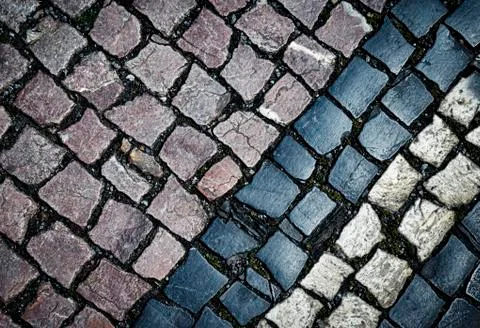 Cubic stone paving multicolour Stock Photos