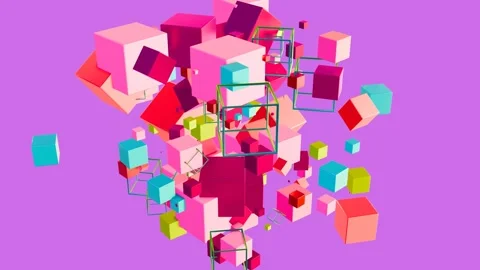 Cubic structure expanding and rotating Stock Footage 281868328