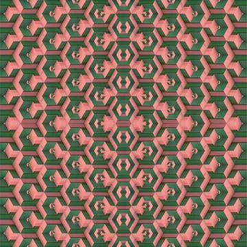 Cubic structures in motion create a symmetrical pattern. 3d render illustration Stock Illustration
