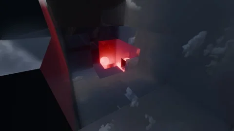 Cubic sunset in 4th Dimension smooth glass, seamless loop Stock Footage 272591008