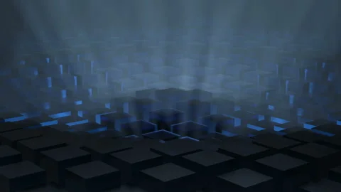 Cubic surface with light rays in mysterious fog. Stock Footage 106515419