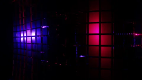Cubic wall with purple pink lights reflected VJ seamless loop background ani Видео 338442952