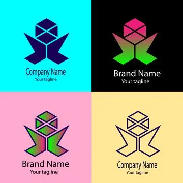 Cubic Wings logo Stock Illustration