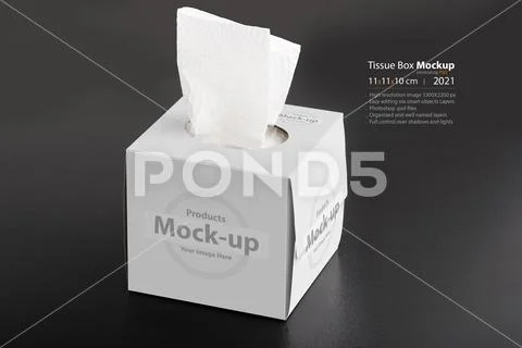 Cubical tissue box on black background mock-up series PSD Template