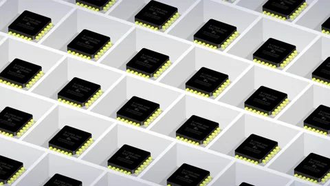 Cubicles with chip processors business explainer flat style Stock Footage 265577342