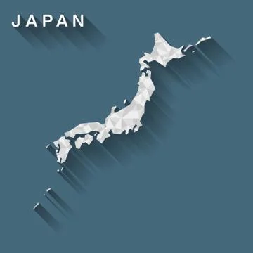 Cubism form of japan MAP shadow Stock Illustration