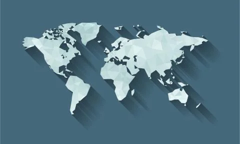 Cubism form of WORLD MAP shadow Stock Illustration