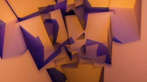 Cubism style shapes geometric pattern design background 3D illustration Stock-Illustration