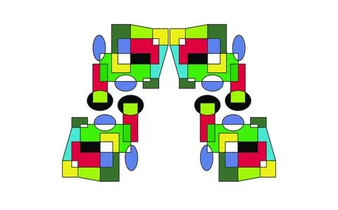 Cubist Robot Figures (White Background) Illustrazione stock