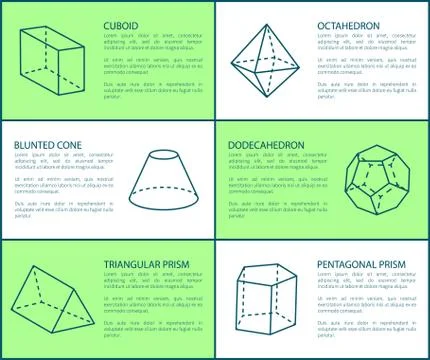 Cuboid and Blunted Prism, Vector Illustration Stock Illustration