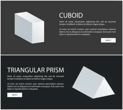 Cuboid and Triangular Prism Vector Web Banners Set Stock Illustration