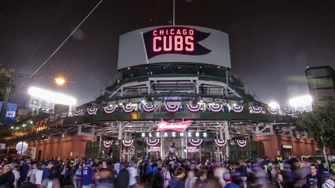 Cubs World Series Time Lapse waveland and sheffield 4k zoom Stock Footage 71959939