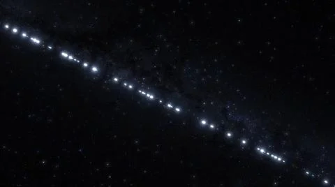 Cubsats are launched into space using a rocket, view from space on the process 库存照片