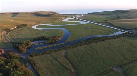 Cuckmere meanders fly out Video stock 67741855