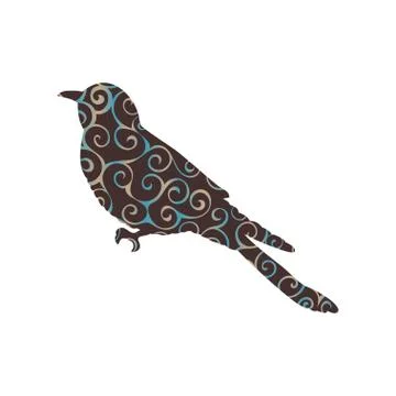 Cuckoo bird spiral pattern color silhouette animal Illustrazione stock