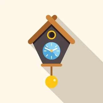 Cuckoo clock displaying time on white background Stock Illustration