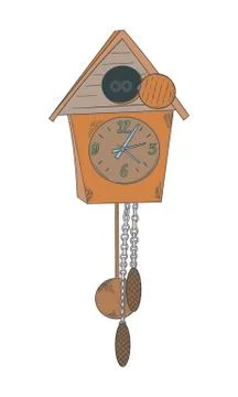 Cuckoo clock with eyes. Vector illustration on a white background. Stock Illustration