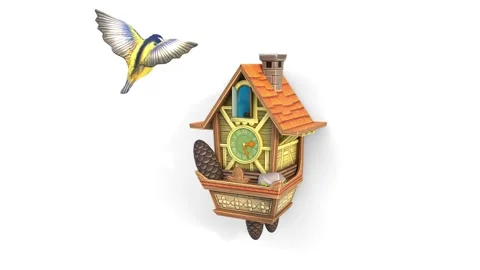 Cuckoo clock flying birds Video stock 311530627