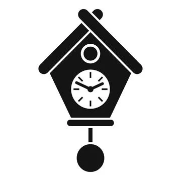 Cuckoo clock hanging showing time passing icon Stock Illustration