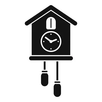 Cuckoo clock hanging showing time passing icon Stock Illustration
