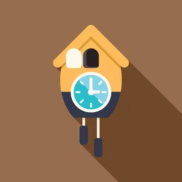Cuckoo clock hanging on wall showing time passing Stock Illustration