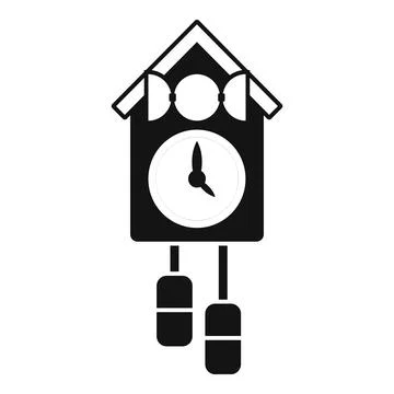 Cuckoo clock hanging on white background showing time Stock Illustration