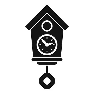 Cuckoo clock hanging on white background showing time Stock Illustration
